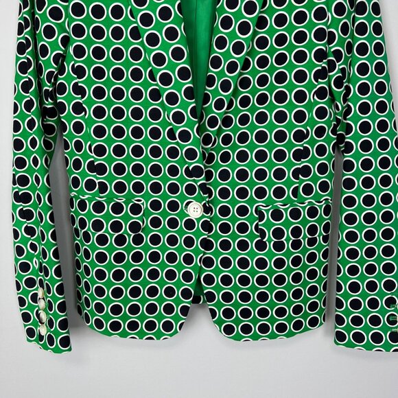 Michael Kors Womens Green Black Polka Dot Blazer Jacket  Single Button size 0 - Picture 3 of 12
